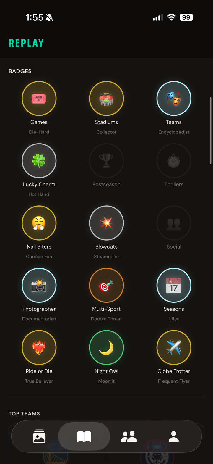 Replay badge collection